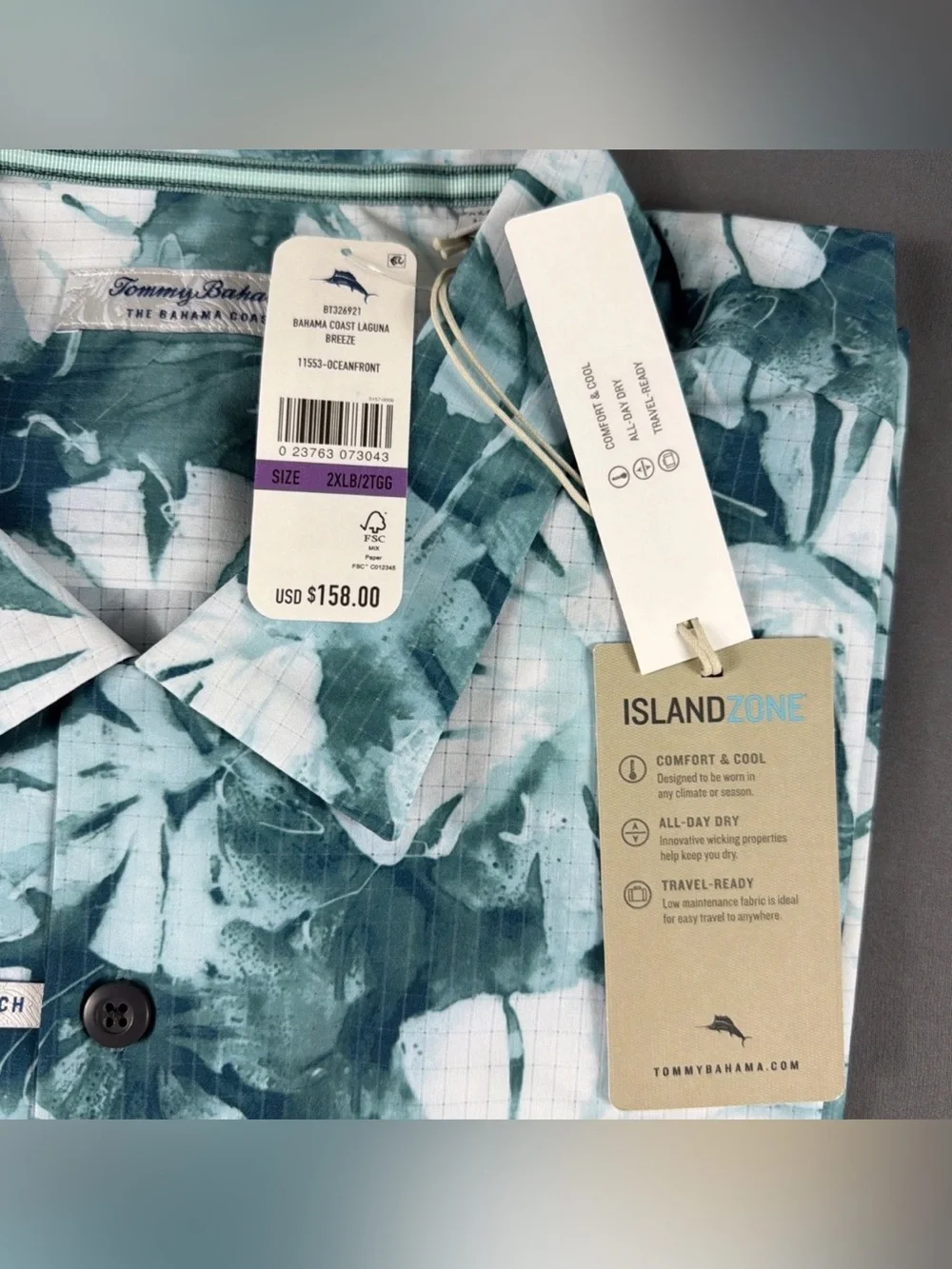 Tommy Bahama Shirt Coast Laguna Breeze Print 2XLB Oceanfront Polyester MSRP $158